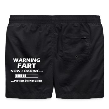 048 Warnung: Furz lädt jetzt - Badeshorts - Schwarz - Hinten