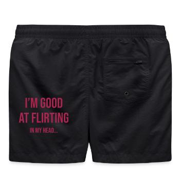 050 Flirten in meinem Kopf - Badeshorts - Schwarz - Hinten