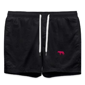 Pink wolf embroidered - Swim Trunks - black - Front - AI Model Male 185 light (185cm)