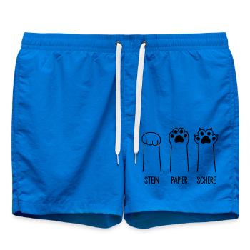 Stein Papier Schere Katze Pfote Spiel Katzenpfoten - Badeshorts - Cobalt blue - Vorne - AI Model Male 185 light (185cm)