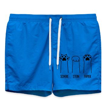Schere Stein Papier Katze Pfote Spiel Katzenpfoten - Badeshorts - Cobalt blue - Vorne - AI Model Male 185 light (185cm)