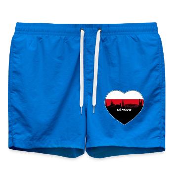 Krakau Polen Flagge Skyline Reise Souvenir - Badeshorts - Cobalt blue - Vorne - AI Model Male 185 light (185cm)