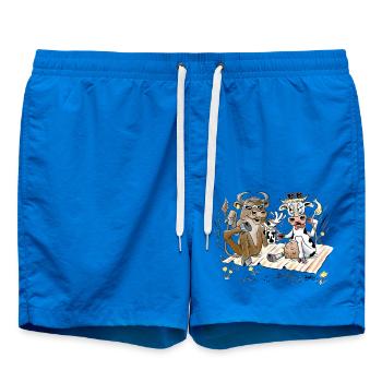 ERDBEERE UND STIER AUF AUSFLUG - KÜHE AUF DER WEIDE - Badeshorts - Cobalt blue - Vorne - AI Model Male 185 light (185cm)