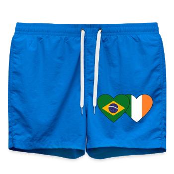 Brasilien Irland Flagge Herz - Badeshorts - Cobalt blue - Vorne - AI Model Male 185 light (185cm)