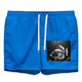 Detaillierte schwarz-weiße Koi - Badeshorts - Cobalt blue - Vorne - AI Model Male 185 light (185cm)