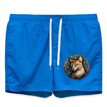 Singapura Katzenrasse Aquarell Glasmalerei - Badeshorts - Cobalt blue - Vorne - AI Model Male 185 light (185cm)