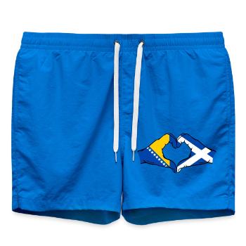 Bosnien Schottland Flagge Hände Herzform - Badeshorts - Cobalt blue - Vorne - AI Model Male 185 light (185cm)