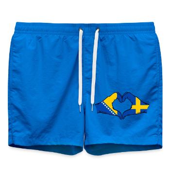 Bosnien Schweden Flagge Hände Herzform - Badeshorts - Cobalt blue - Vorne - AI Model Male 185 light (185cm)