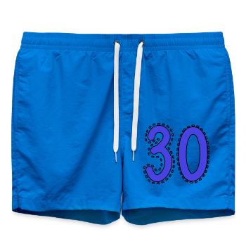 30. 30 YEARS. 30th ANNIVERSARY. 30 YEARS ANNIVERSARY. - Swim Trunks - cobalt blue - Front - AI Model Male 185 light (185cm)