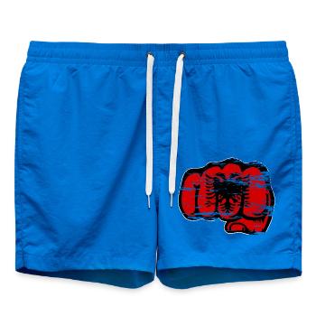 Albanien Flagge Hand Faust used - Badeshorts - Cobalt blue - Vorne - AI Model Male 185 light (185cm)