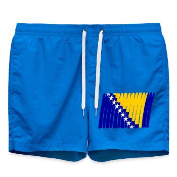 Bosnien Flag Flagge painted gemalt Star Sterne - Badeshorts - Cobalt blue - Vorne - AI Model Male 185 light (185cm)