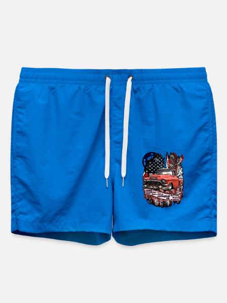 Legendärer V8 Pick Up Truck Amerikanische Fahne - Badeshorts - Cobalt blue