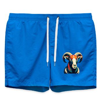 Ram Cartoon Figur Buntes Haustier Tier - Badeshorts - Cobalt blue - Vorne - AI Model Male 185 light (185cm)