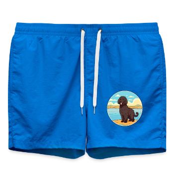 Friesische Wasserhund Rasse Cartoon Kawaii Clipart Hund - Badeshorts - Cobalt blue - Vorne - AI Model Male 185 light (185cm)