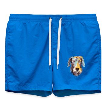Scottish Deerhound Hunderasse Aquarell Karikatur Ka - Badeshorts - Cobalt blue - Vorne - AI Model Male 185 light (185cm)