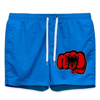 Albanien Flagge Hand Faust - Badeshorts - Cobalt blue - Vorne - AI Model Male 185 light (185cm)