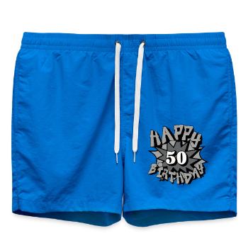 50.Geburtstag,50 Jahre,Airbrush, Happy Birthday(25 - Swim Trunks - cobalt blue - Front - AI Model Male 185 light (185cm)