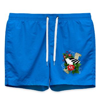 Klaviatur mit Rosen - Badeshorts - Cobalt blue - Vorne - AI Model Male 185 light (185cm)