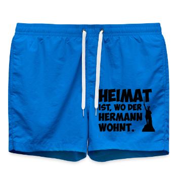 Heimat ist, wo der Hermann wohnt. - Badeshorts - Cobalt blue - Vorne - AI Model Male 185 light (185cm)