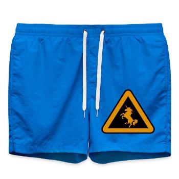 Attention unicorn, danger - Swim Trunks - cobalt blue - Front - AI Model Male 185 light (185cm)