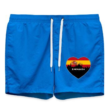 Saragossa Spanien Flagge Skyline Reise Souvenir - Badeshorts - Cobalt blue - Vorne - AI Model Male 185 light (185cm)