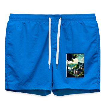 Koblenz Deutschland Vintage Reiseposter WPA Souvenir - Badeshorts - Cobalt blue - Vorne - AI Model Male 185 light (185cm)