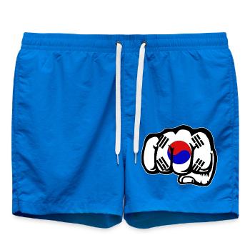 Südkorea Flagge Hand Faust - Badeshorts - Cobalt blue - Vorne - AI Model Male 185 light (185cm)