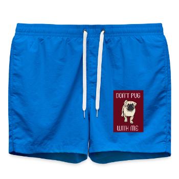 Hund Mops pug - Badeshorts - Cobalt blue - Vorne - AI Model Male 185 light (185cm)