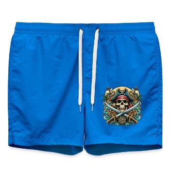 Pirate Logo - Swim Trunks - cobalt blue - Front - AI Model Male 185 light (185cm)