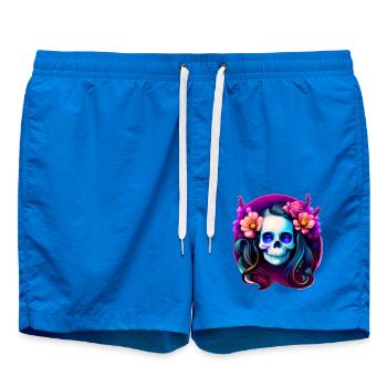 Dame du Crâne Mystique aux Fleurs – Néon Gothique - Short de bain - cobalt blue - Devant - AI Model Male 185 light (185cm)
