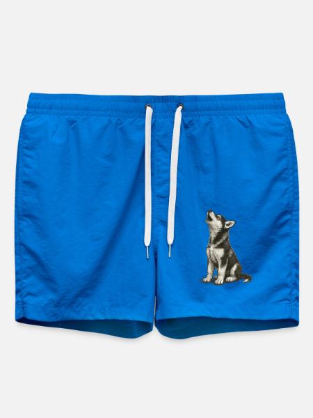 "Kleine Schneeflocke" - Welpe Siberian Husky - Badeshorts - Cobalt blue