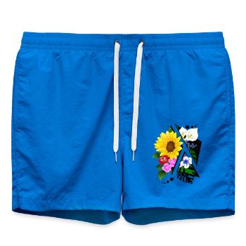 Blumen Arrangement abstrakt zerschnitten - Badeshorts - Cobalt blue - Vorne - AI Model Male 185 light (185cm)