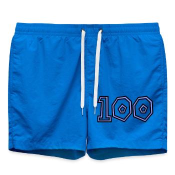 100. 100 YEARS. 100th ANNIVERSARY. 100 BIRTHDAY - Swim Trunks - cobalt blue - Front - AI Model Male 185 light (185cm)
