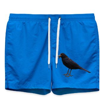 Amsel Vogel schwarzer Vogel - Badeshorts - Cobalt blue - Vorne - AI Model Male 185 light (185cm)