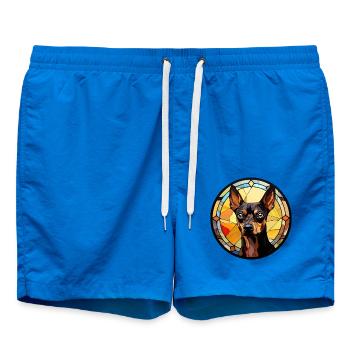 Zwergpinscher Hunderasse Aquarellglas - Badeshorts - Cobalt blue - Vorne - AI Model Male 185 light (185cm)