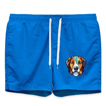 Karpaten-Schäferhund-Rasse buntes Aquarell - Badeshorts - Cobalt blue - Vorne - AI Model Male 185 light (185cm)