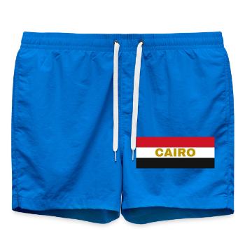 Cairo City in Egyptian Flag Colors - Swim Trunks - cobalt blue - Front - AI Model Male 185 light (185cm)
