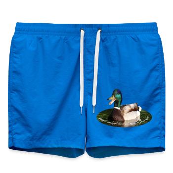 Plappermaul labern schnattern Ente - Badeshorts - Cobalt blue - Vorne - AI Model Male 185 light (185cm)