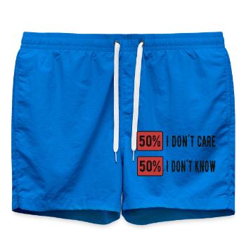 I don´t care Lustige Sprüche Humor - Badeshorts - Cobalt blue - Vorne - AI Model Male 185 light (185cm)