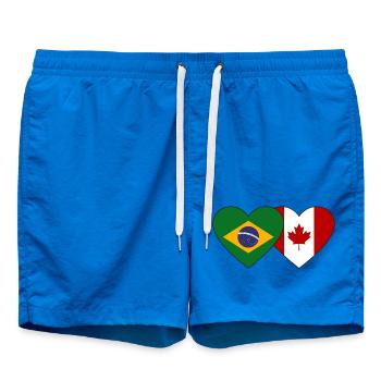 Brazil Canada Heart Flag - Swim Trunks - cobalt blue - Front - AI Model Male 185 light (185cm)