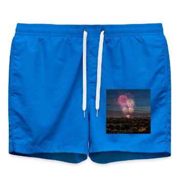 Feuerwerk über Stadt bei Nacht - Badeshorts - Cobalt blue - Vorne - AI Model Male 185 light (185cm)
