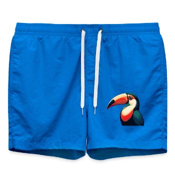 Toucan Cartoon Character Colorful Pet Animal - Swim Trunks - cobalt blue - Front - AI Model Male 185 light (185cm)