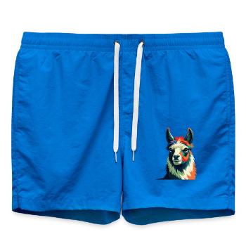 Lama Zeichentrickfigur Buntes Haustier Tier - Badeshorts - Cobalt blue - Vorne - AI Model Male 185 light (185cm)