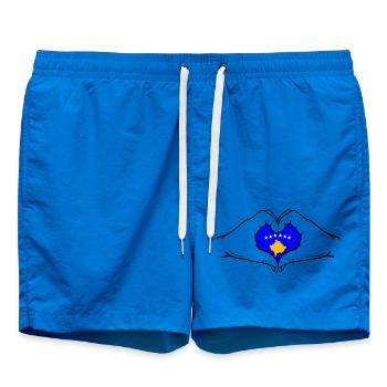 Kosovo Flagge Hände Herzform - Badeshorts - Cobalt blue - Vorne - AI Model Male 185 light (185cm)