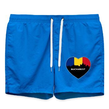 Bukarest Rumänien Flagge Skyline Reise Souvenir - Badeshorts - Cobalt blue - Vorne - AI Model Male 185 light (185cm)