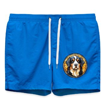 Berner Sennenhund Rasse Aquarellglas - Badeshorts - Cobalt blue - Vorne - AI Model Male 185 light (185cm)