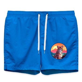 Ocelot Buntes Aquarell Cartoon Kawaii Tier - Badeshorts - Cobalt blue - Vorne - AI Model Male 185 light (185cm)