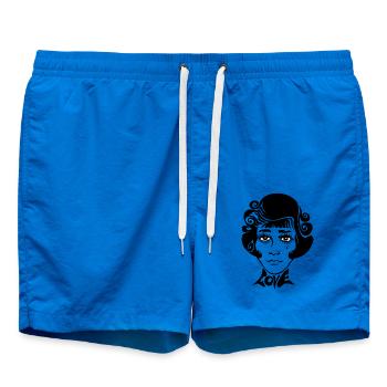 60s Love Sixties Frauengesicht Frau Gesicht female - Badeshorts - Cobalt blue - Vorne - AI Model Male 185 light (185cm)
