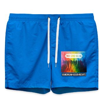 Wir sind mehr - gemeinsam gegen Rechts - Badeshorts - Cobalt blue - Vorne - AI Model Male 185 light (185cm)