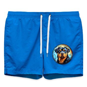 Rottweiler Hunderasse Aquarellglas - Badeshorts - Cobalt blue - Vorne - AI Model Male 185 light (185cm)